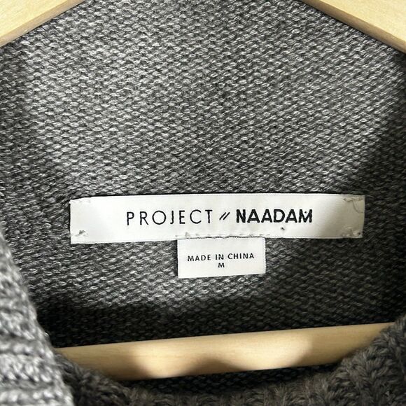 Project Nadaam Sweater Size Medium Gray High Low Hem Mock Neck Knit Minimalist - Picture 6 of 9